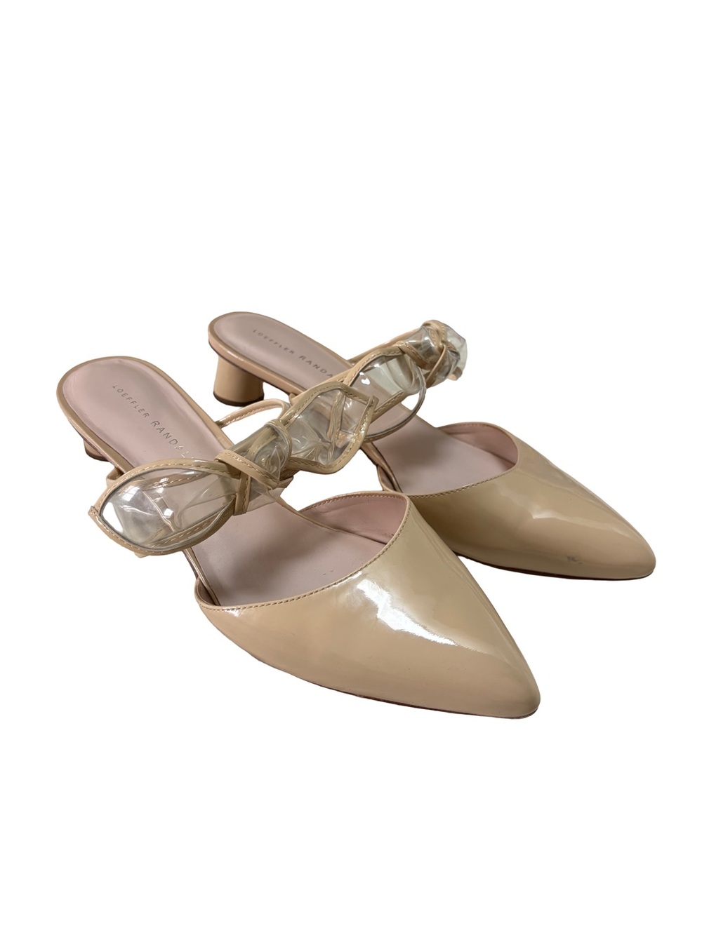 Loeffler Randall Maira Mule Bow Heel Beige Patent Leather Size 10 - Picture 3 of 9